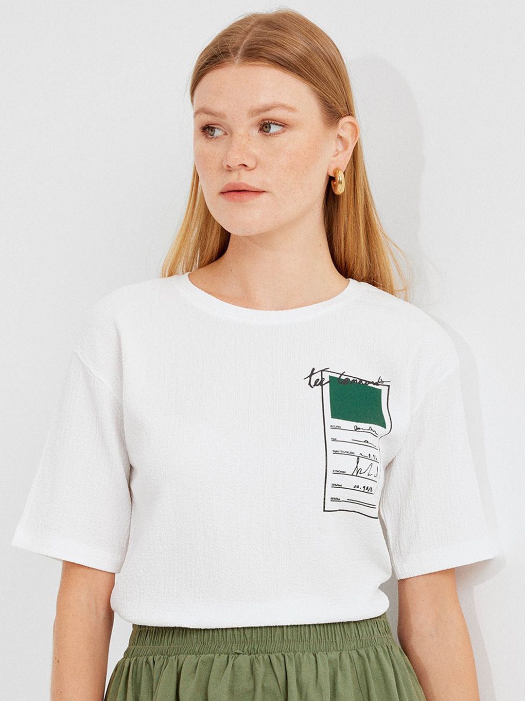 

BIGDART Women Typography Printed Round Neck T-Shirt, White
