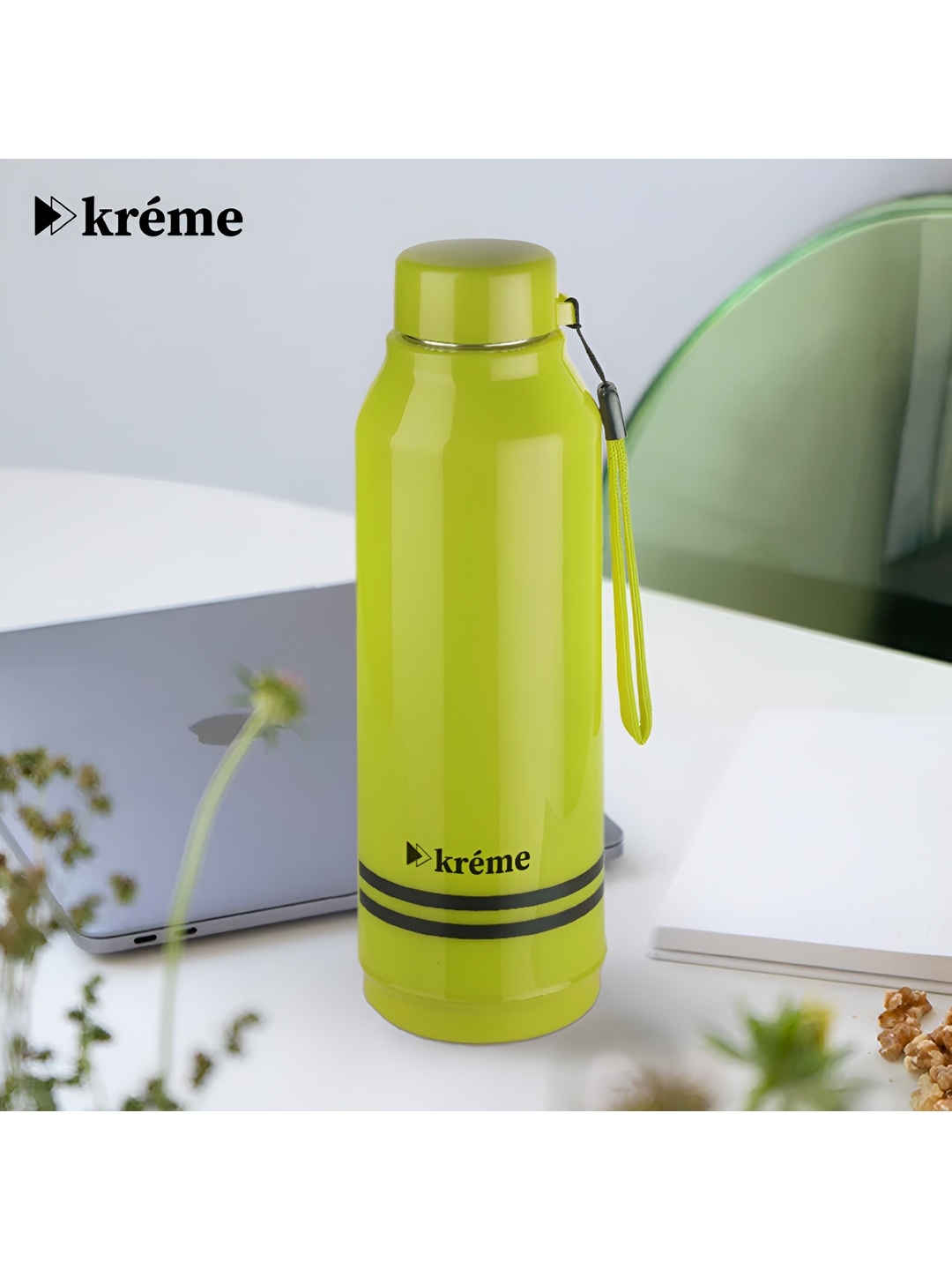 

Kreme Green & black Brand Logo Stainless Steel Single Wall Vacuum Water Bottle 750 ml
