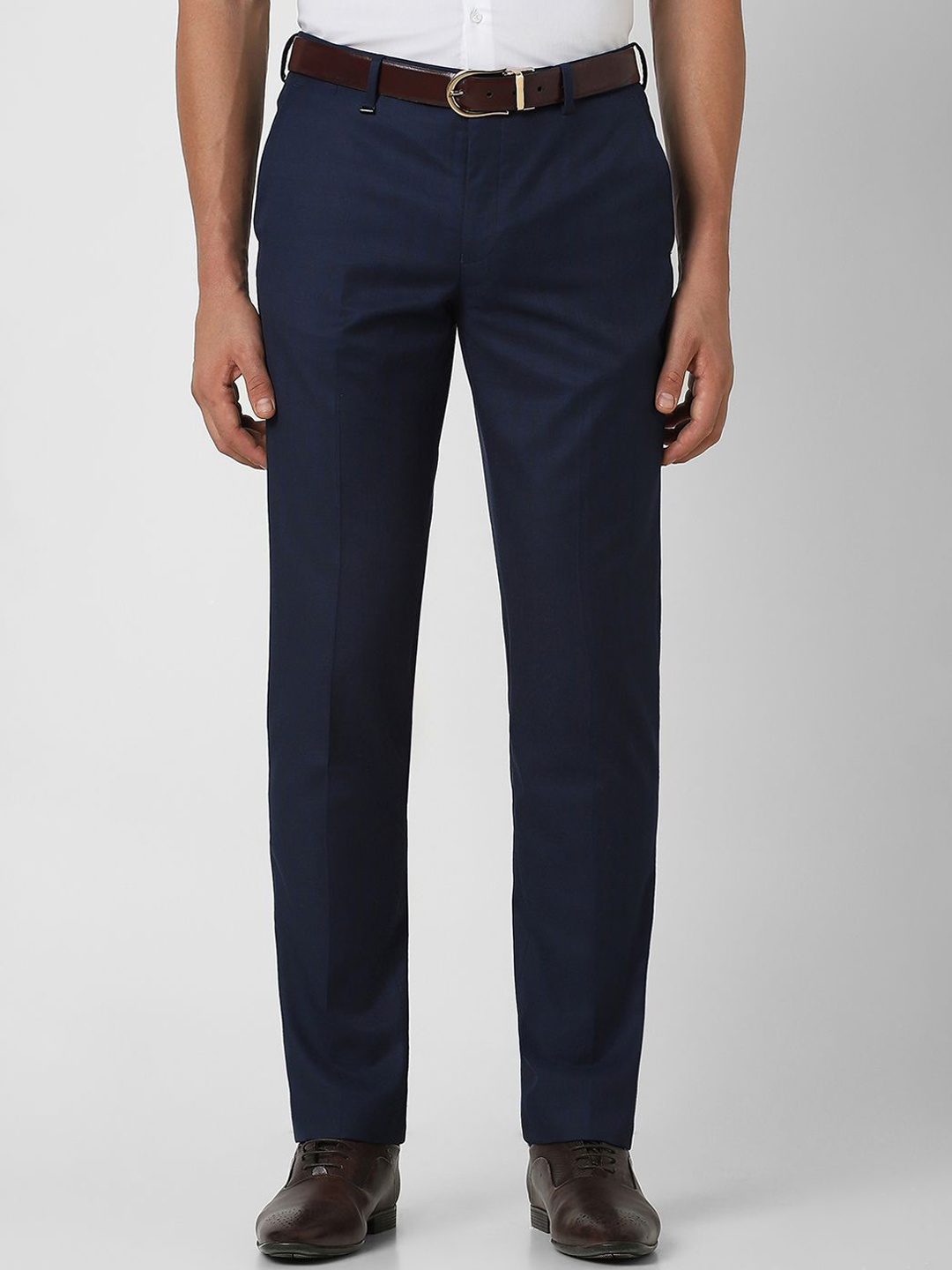 

Van Heusen Men Checked Slim Fit Trousers, Navy blue
