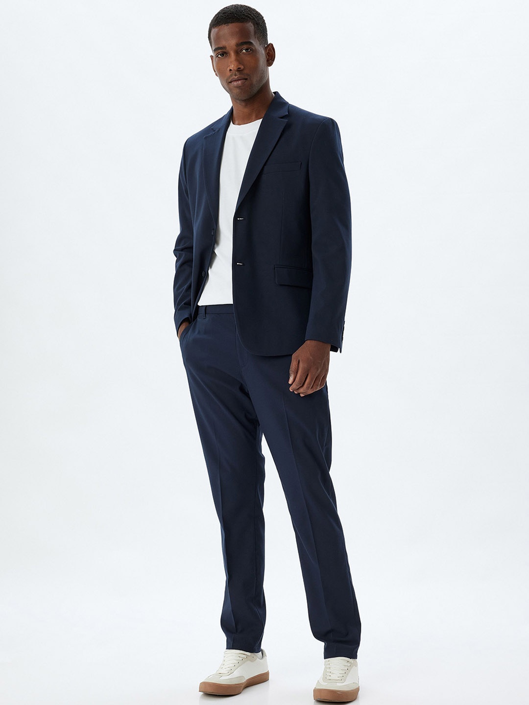 

Koton Men Regular Fit Mid-Rise Trousers, Navy blue