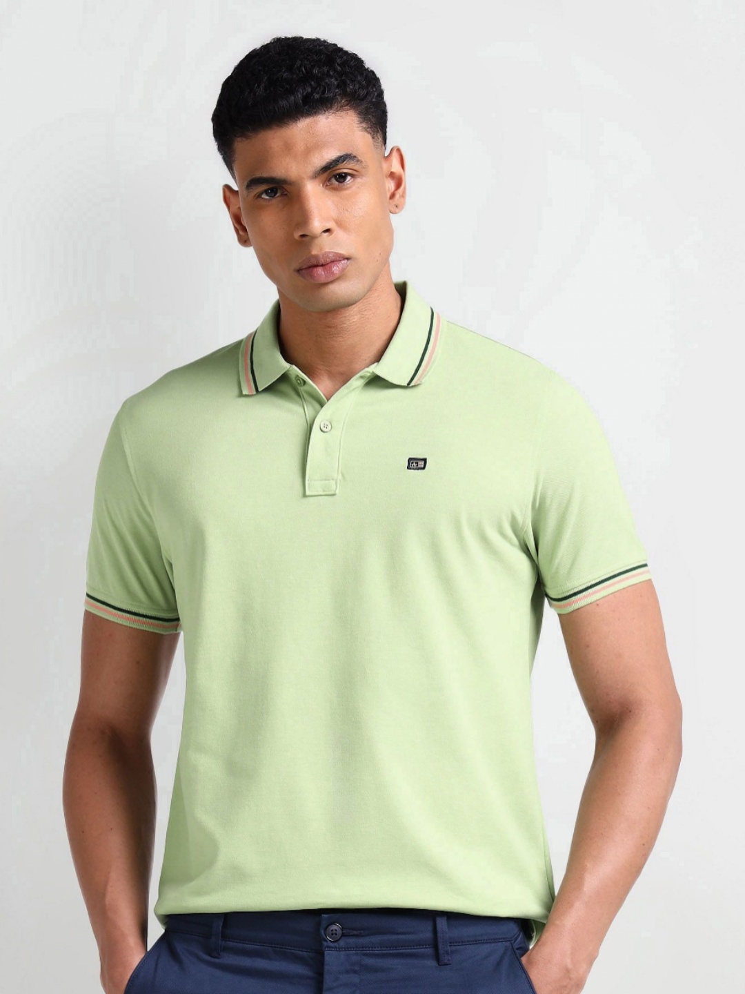

Arrow Sport Men Solid Polo Collar Cotton T-Shirt, Green
