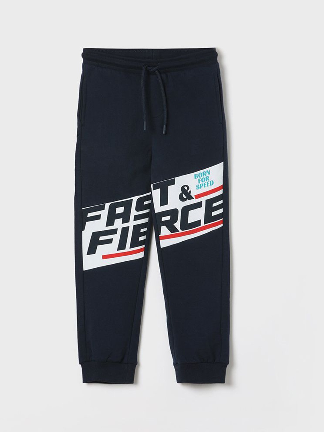 

Fame Forever by Lifestyle Boys Printed Pure Cotton Mid-Rise Joggers, Blue