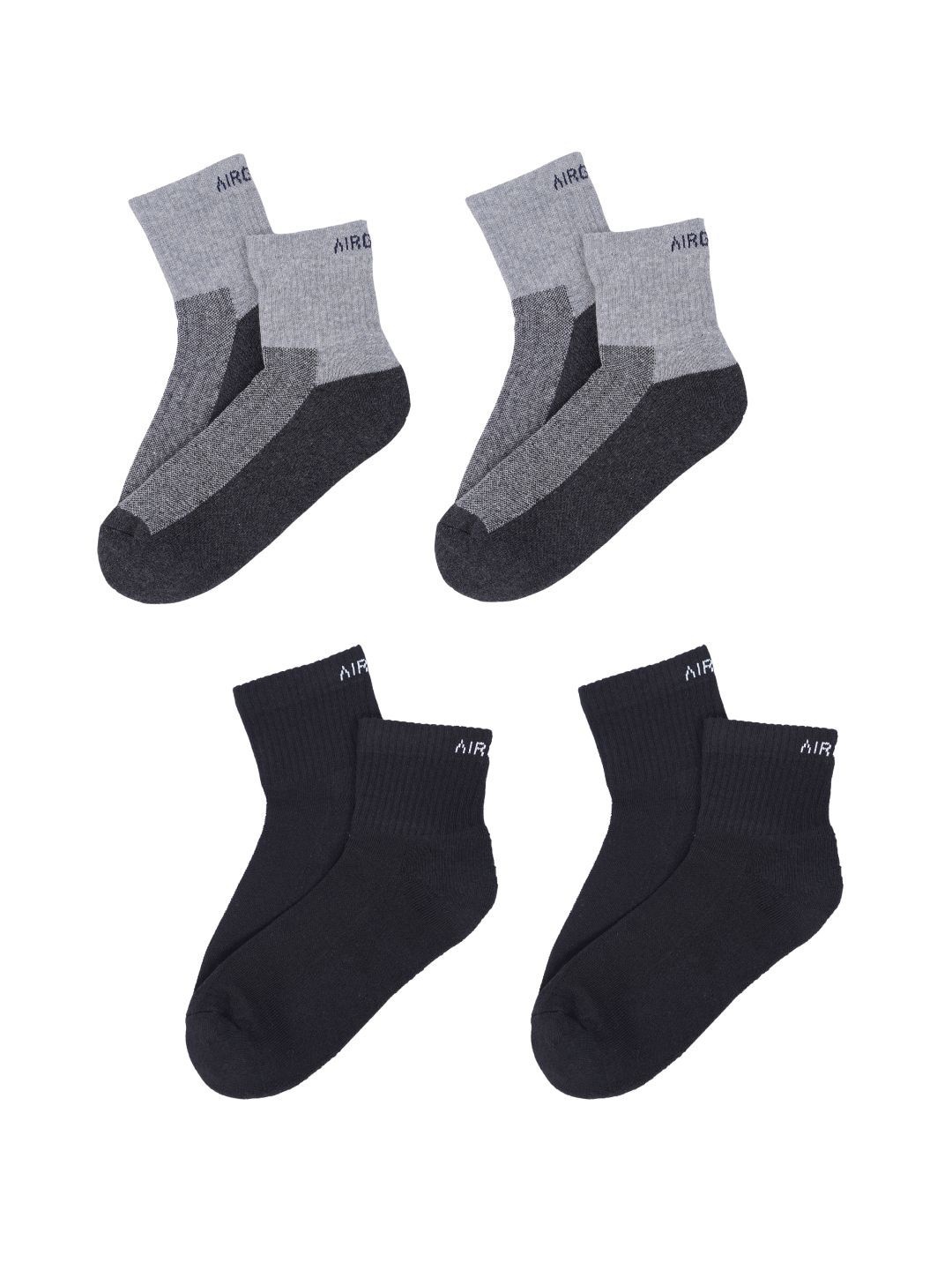 

AIR GARB Pack Of 4 Colourblocked Ankle Length Socks, Black
