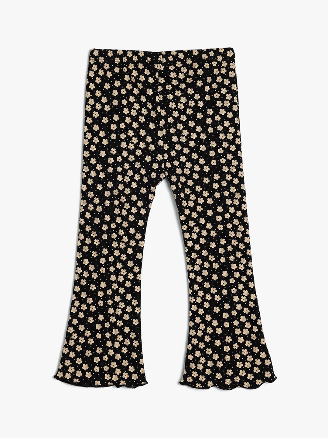 

Koton Girls Solid Printed Casual Parallel Trouser, Black