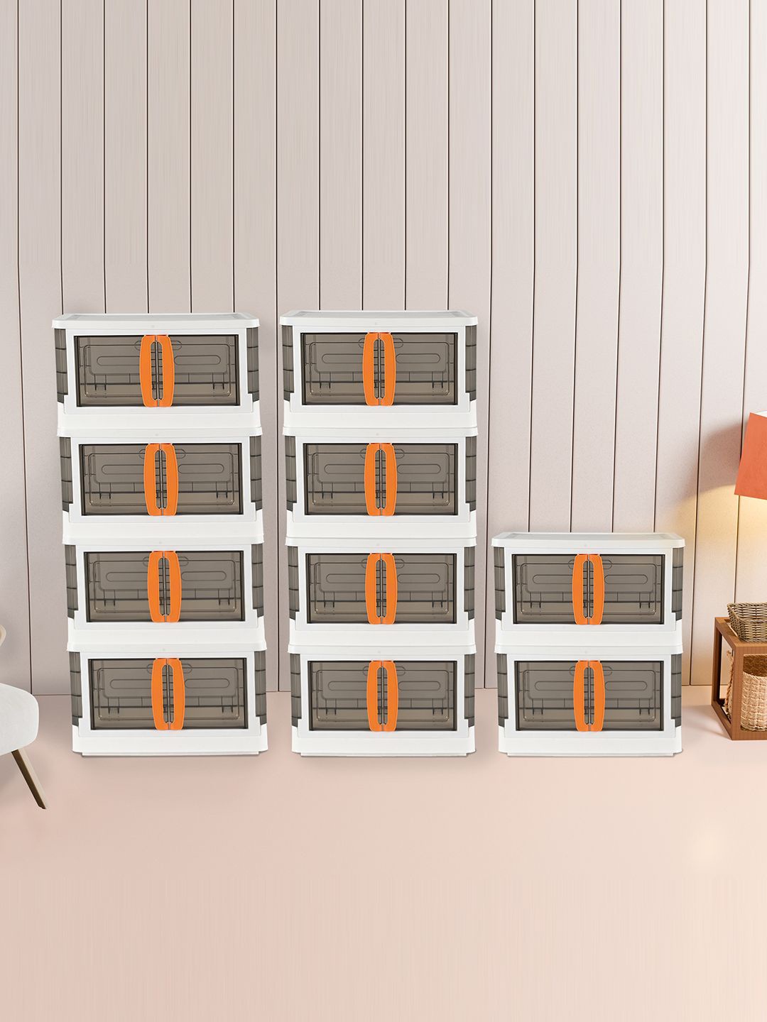 

Kuber Industries White & Grey 10 Pieces Multi-Utility Organisers