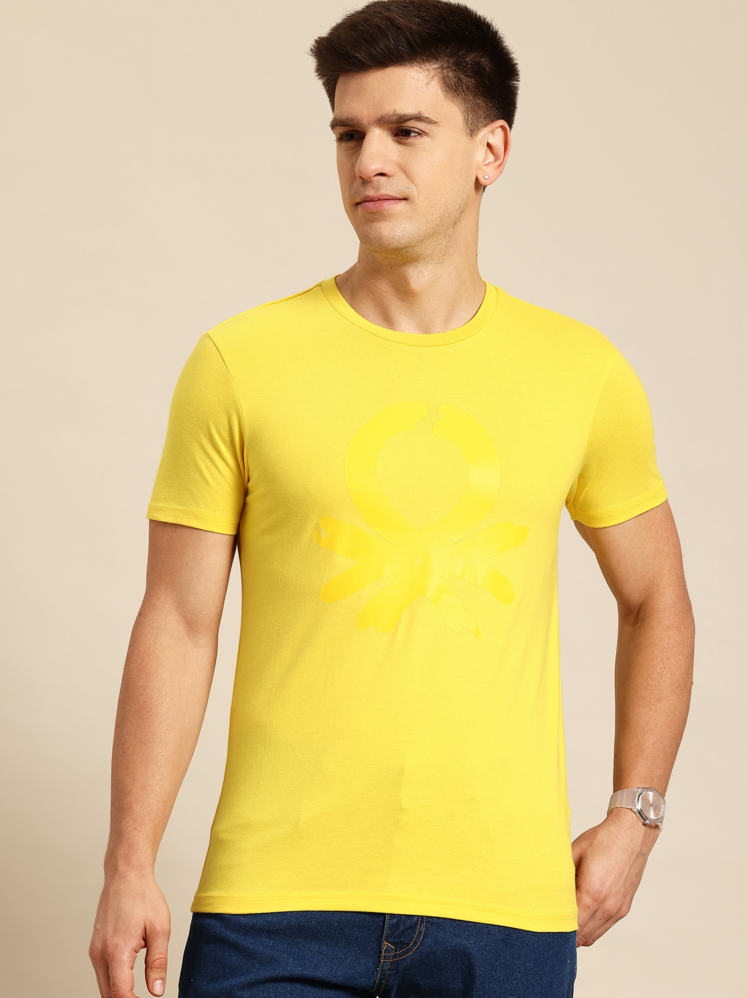 

United Colors of Benetton High IQ Printed T-shirt, Yellow