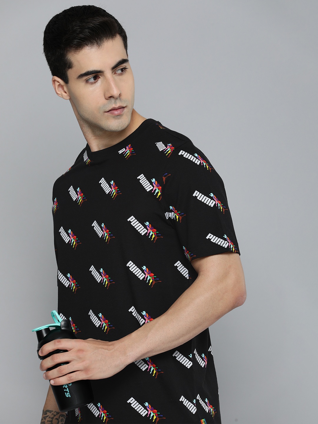 

Puma LOVE WINS Brand Logo Printed Pure Cotton T-shirt, Black