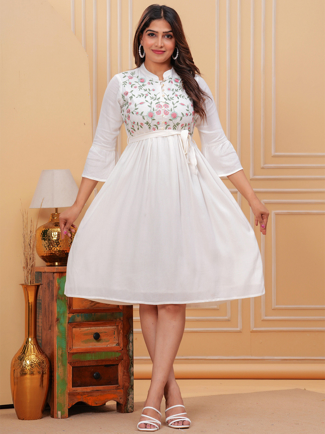 

BAESD Women Fit & Flare Dress, White