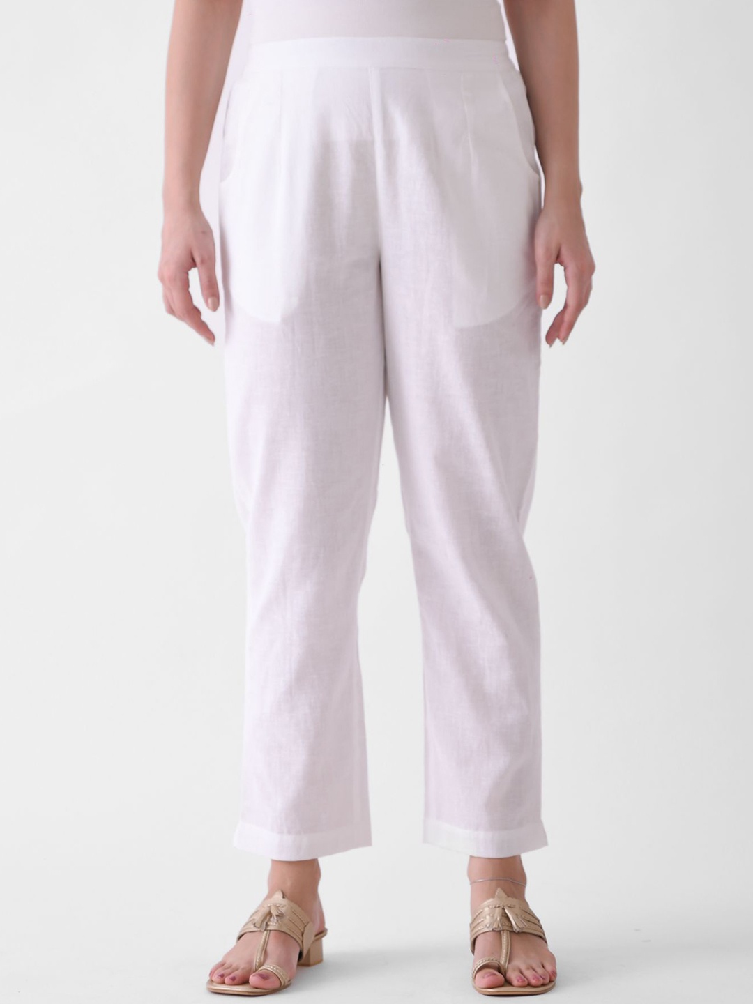

Rustorange Pure Cotton Mid-Rise Trouser, White