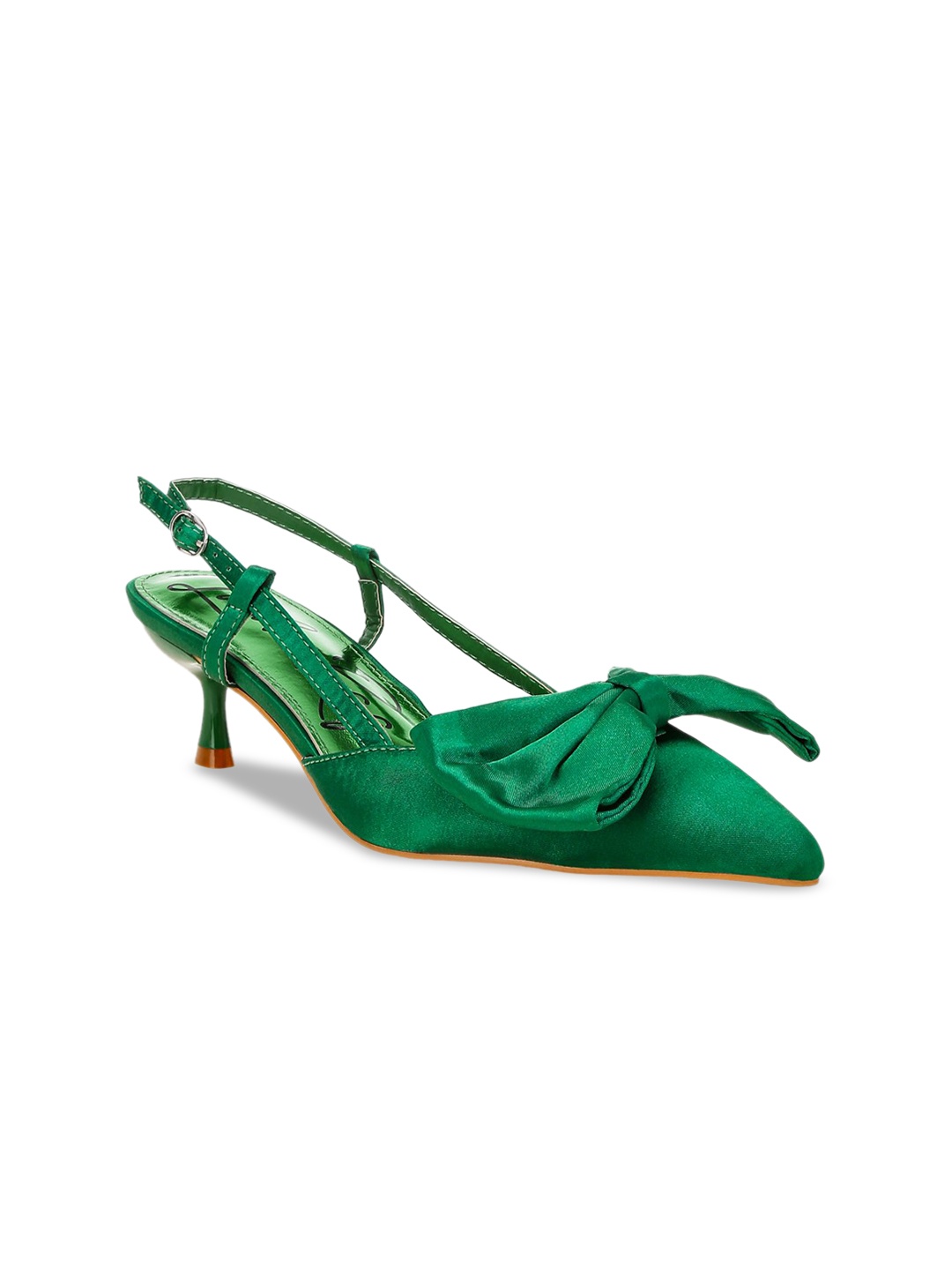

London Rag Women Kitten Heels Sandals with Bows, Green