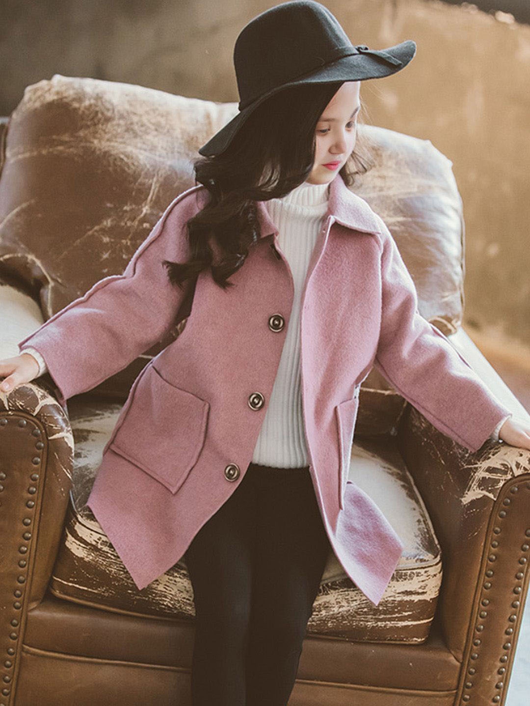 

INCLUD Girls Longline Jacket, Pink