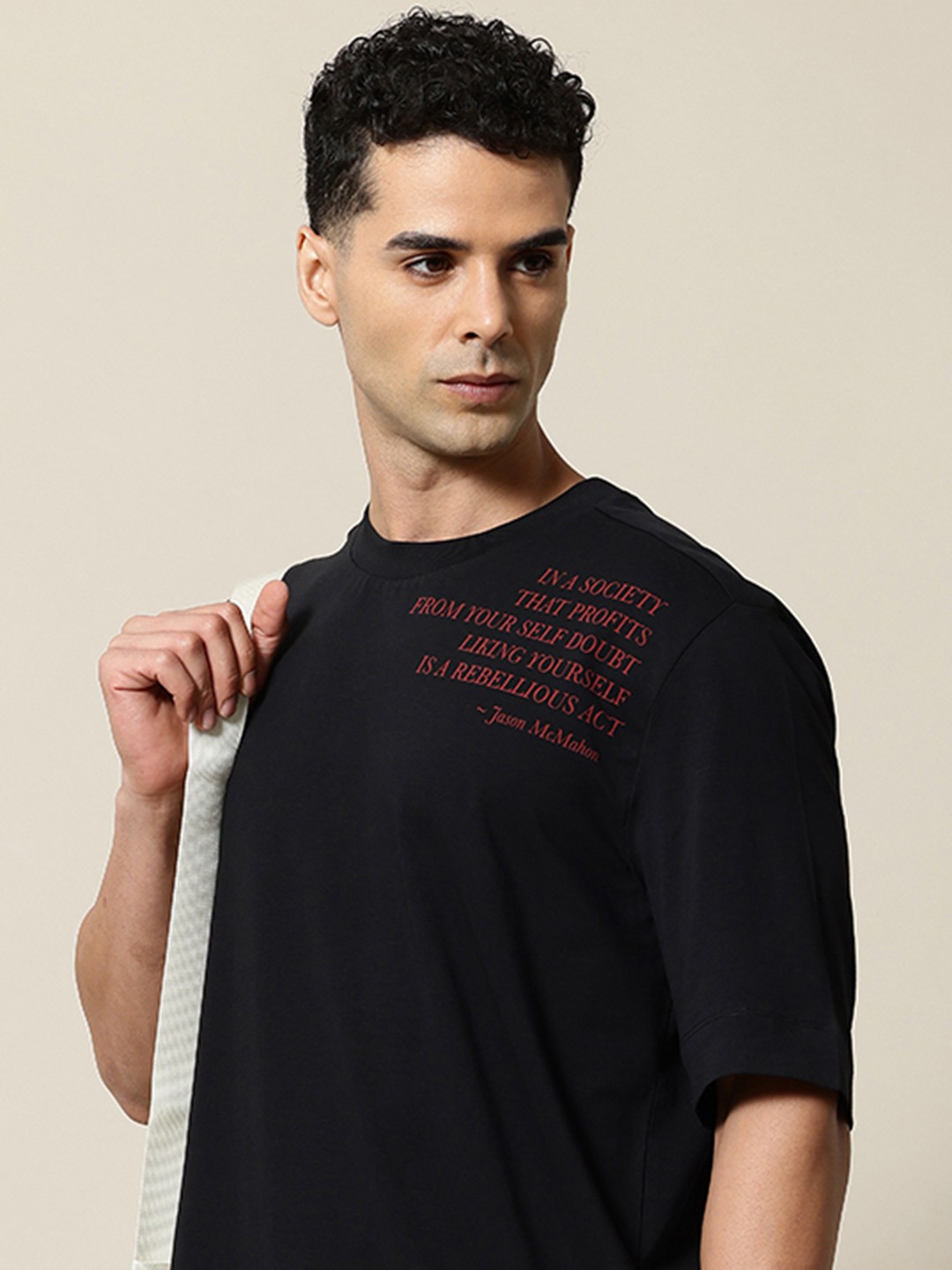 

Mr Bowerbird Drop-Shoulder Sleeves Self Love Oversized T-shirt, Black