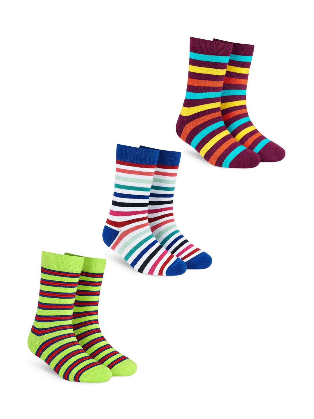 

Dynamocks Pack Of 3 Striped Calf-Length Socks, Green