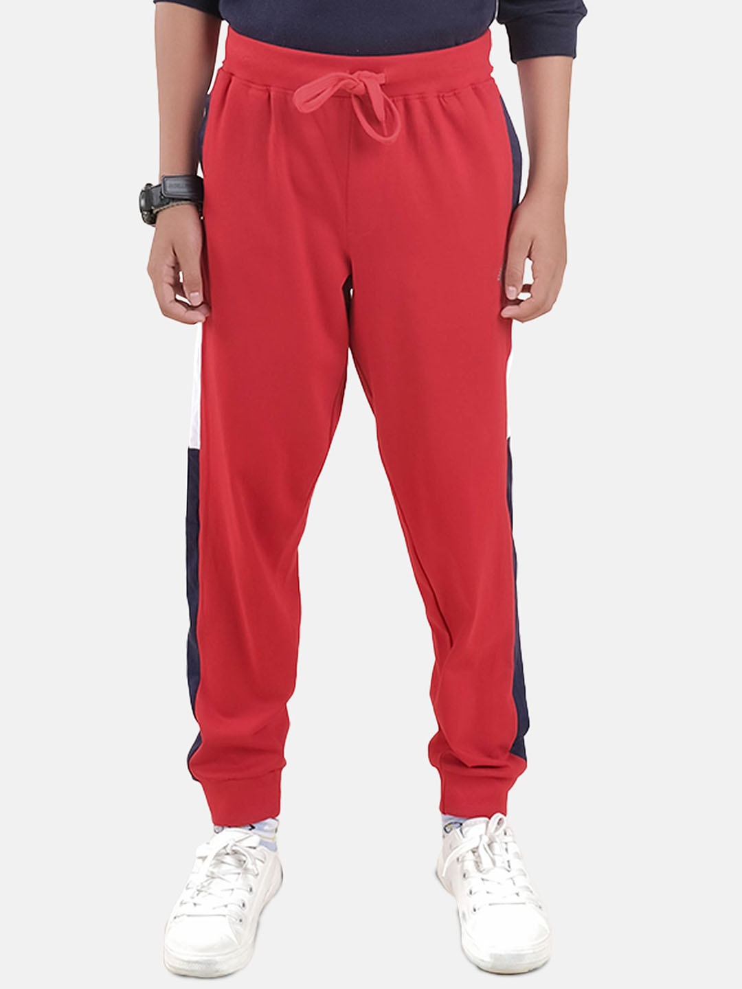 

KiddoPanti Boys Pure Cotton Mid Rise Joggers, Red