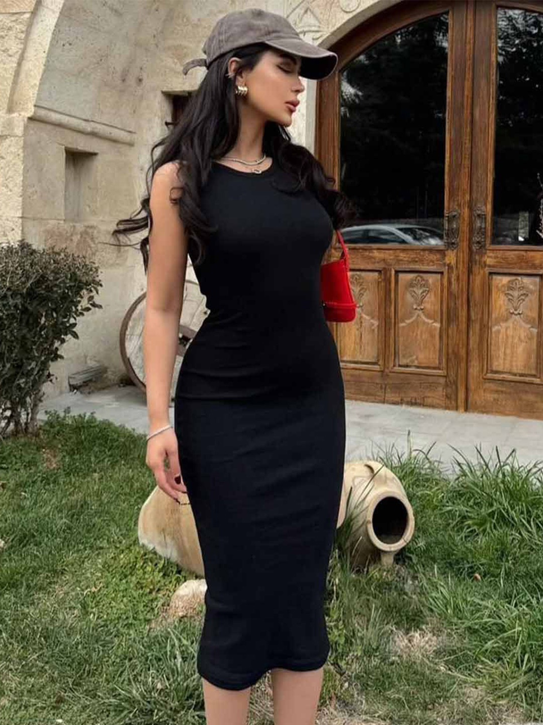 

StyleCast Solid Bodycon Midi Dress, Black