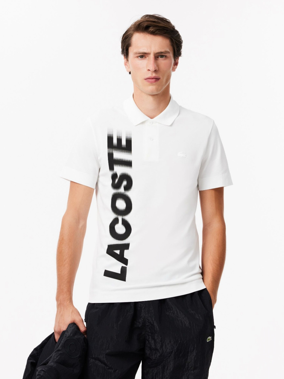 

Lacoste Men Typography Printed Polo Collar Cotton T-Shirt, White