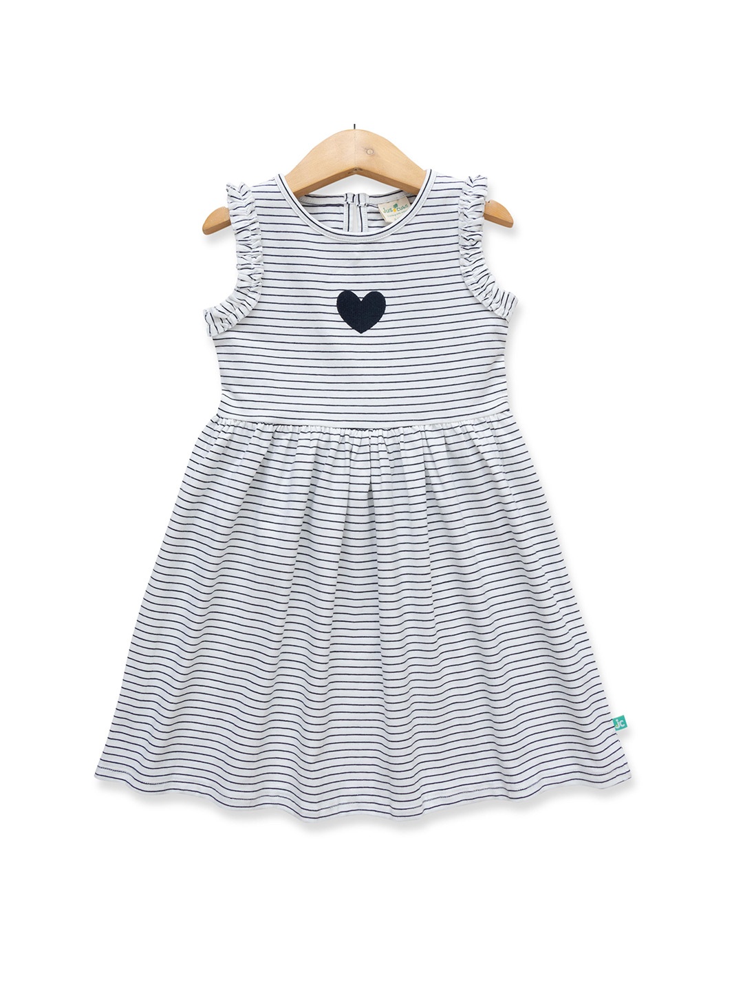 

JusCubs Girl Striped Knee Length Fit & Flare Dress, White