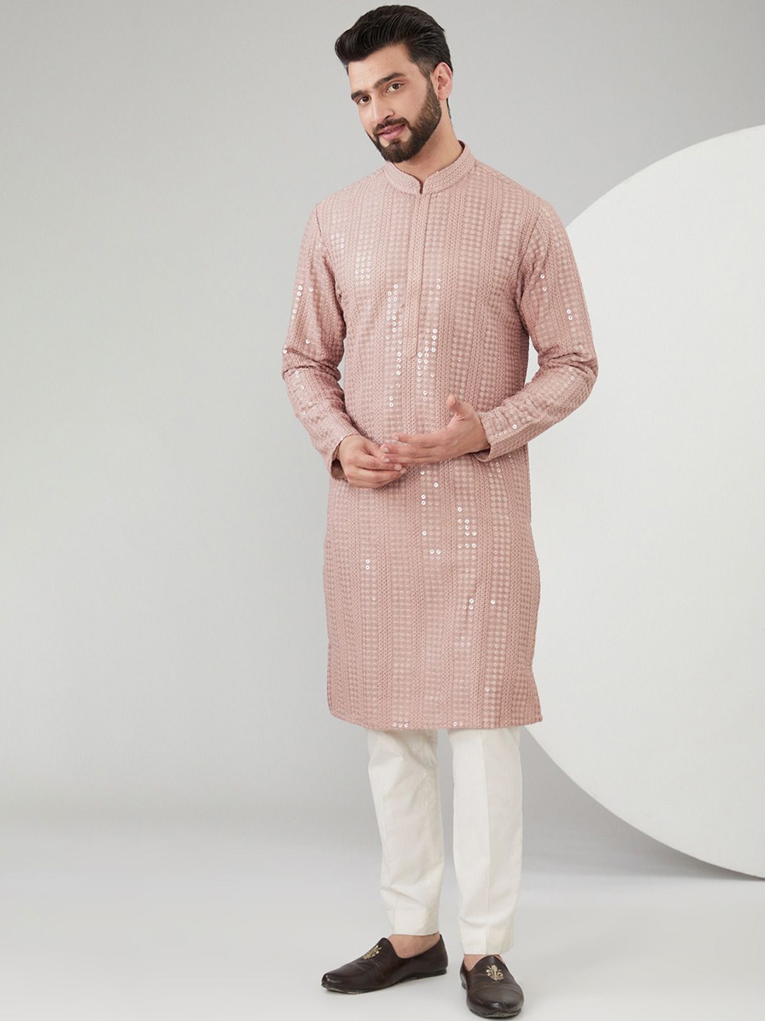 

KASBAH CLOTHING NISHCHAIY SAJDEH Embroidered Sequinned Straight Kurta, Pink