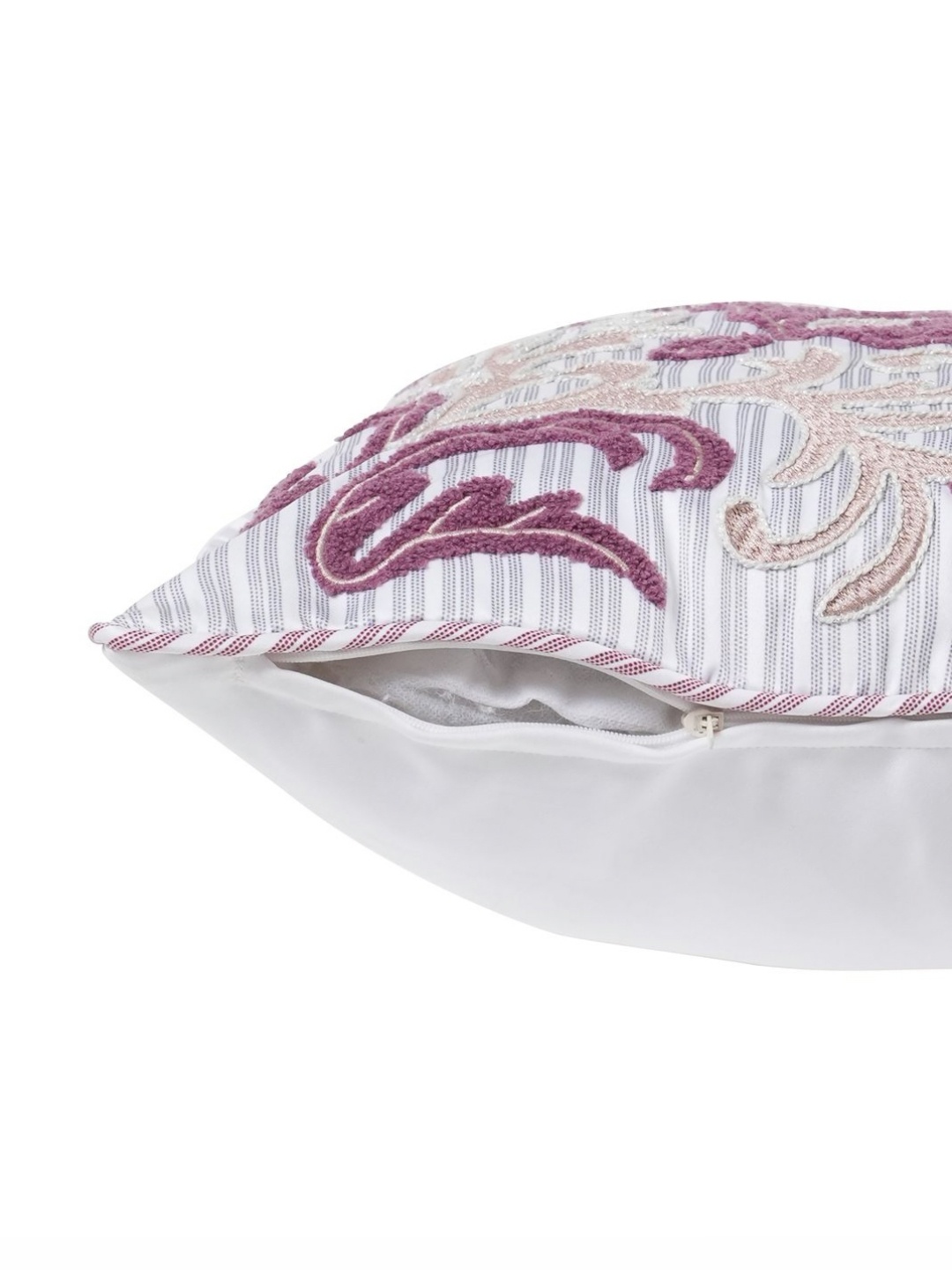 

MASPAR Acanthus Serenity Pink & White Floral Embroidered Square Cushion Covers