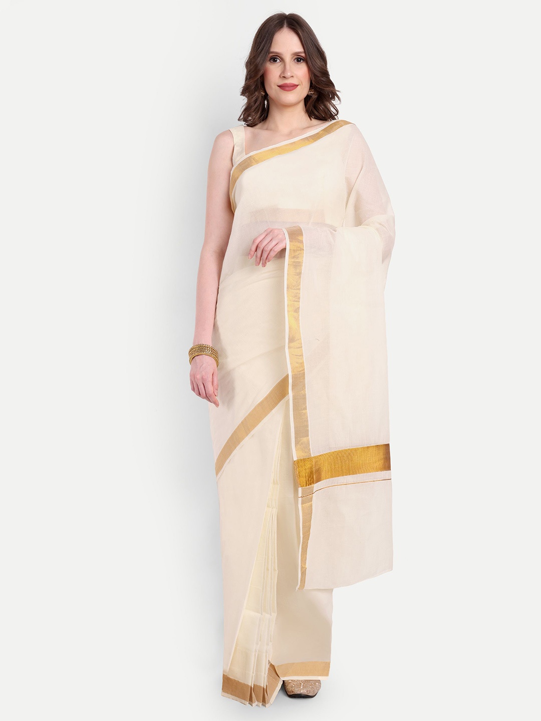 

Aseem by AseemShakti Woven Design Zari Kasavu Saree, Off white