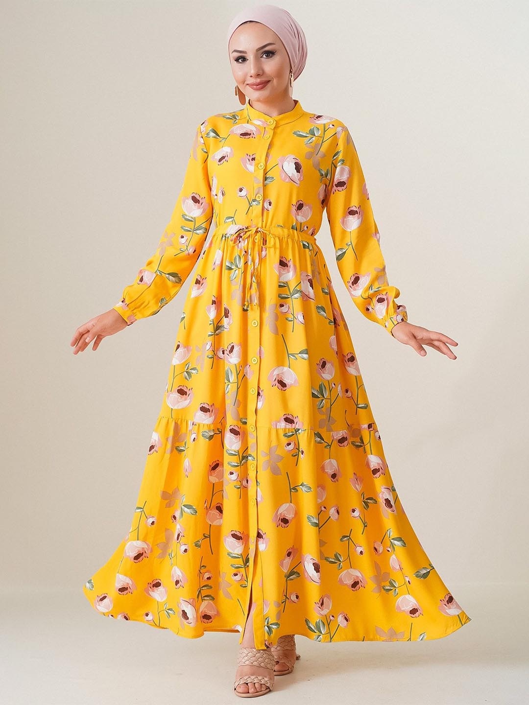 

BIGDART Tiered Floral Maxi Dress, Yellow