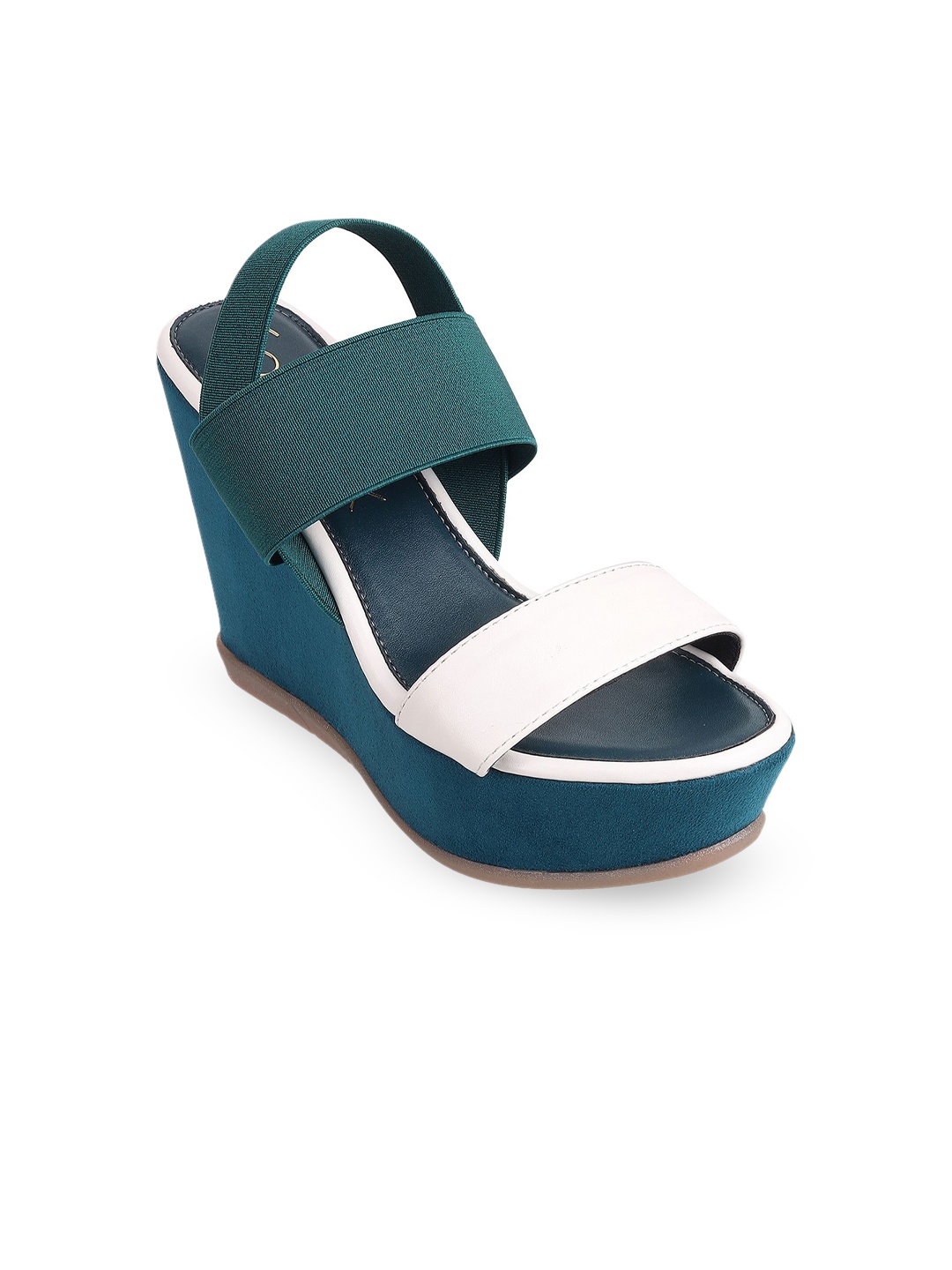 

Catwalk Colourblocked Wedge Peep Toes with Buckles, White