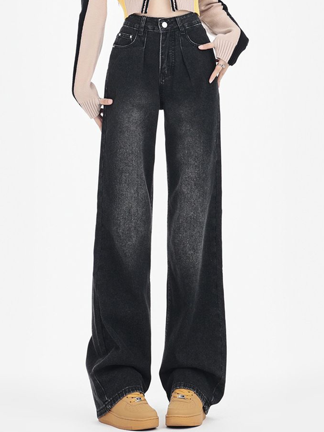 

StyleCast Women Straight Fit High-Rise Heavy Fade Denim Jeans, Blue