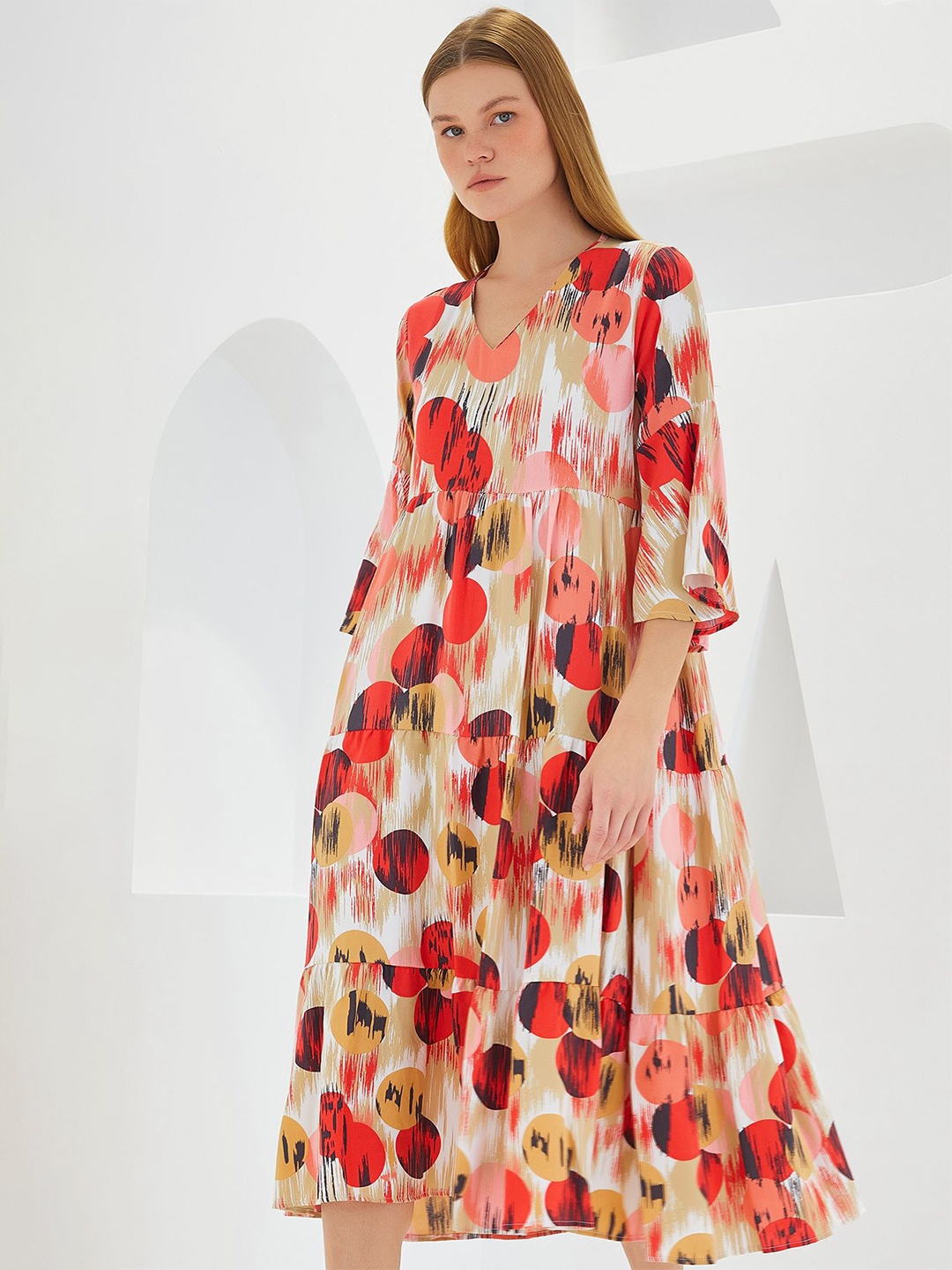 

BIGDART Floral Printed A-Line Maxi Dress, Na