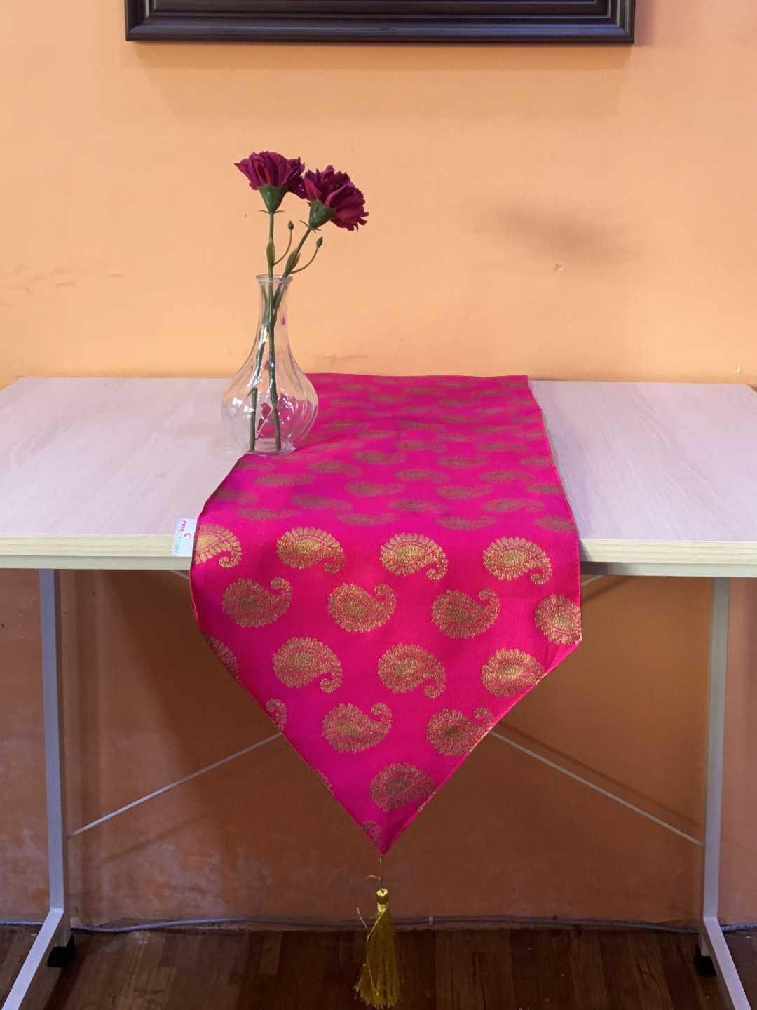 

Pink Parrot Pink Ethnic Motifs Printed Table Runner