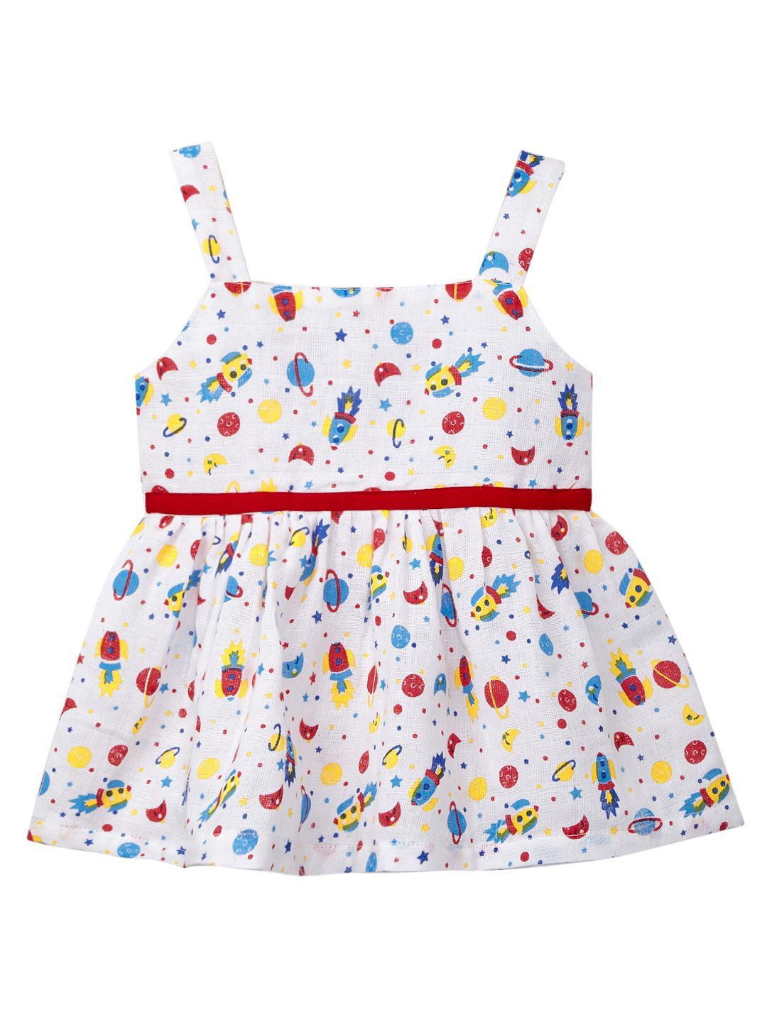

Babywish Girls Conversational Printed A-Line Dress, White