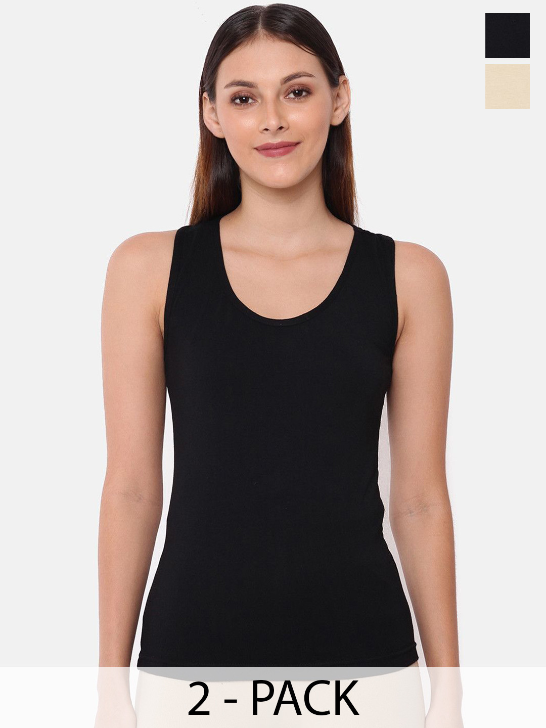 

GOLDSTROMS Pack Of 2 Cotton Sleeveless Camisoles, Black