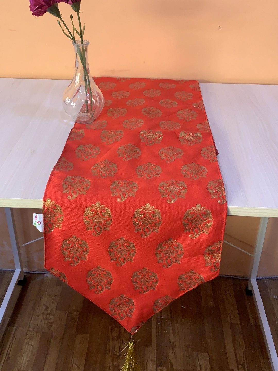 

Pink Parrot Red & Yellow-Coloured Printed Table Runner