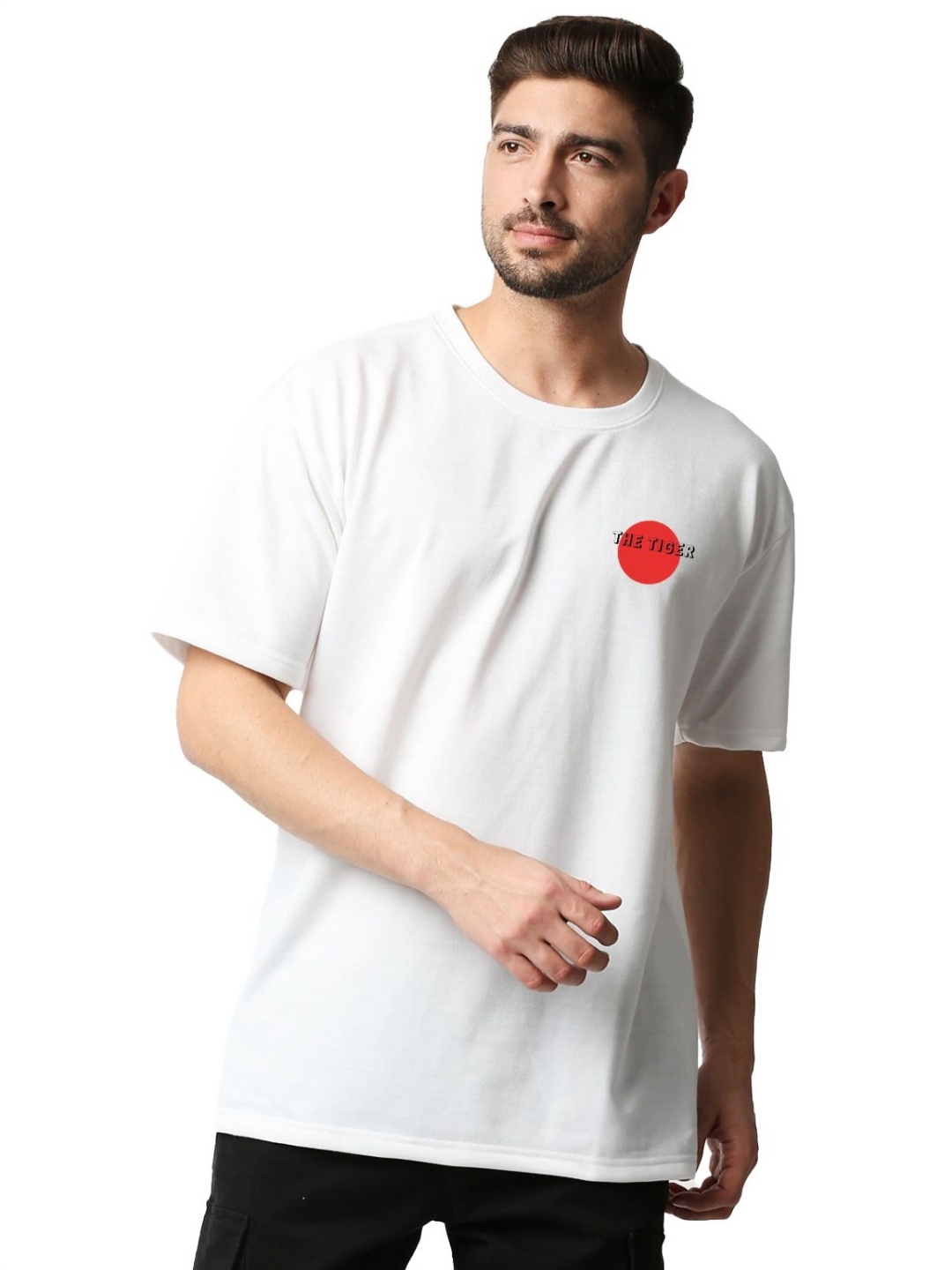 

Wear Your Opinion Men Graphic Printed Round Neck Cotton Oversized T-Shirt, White