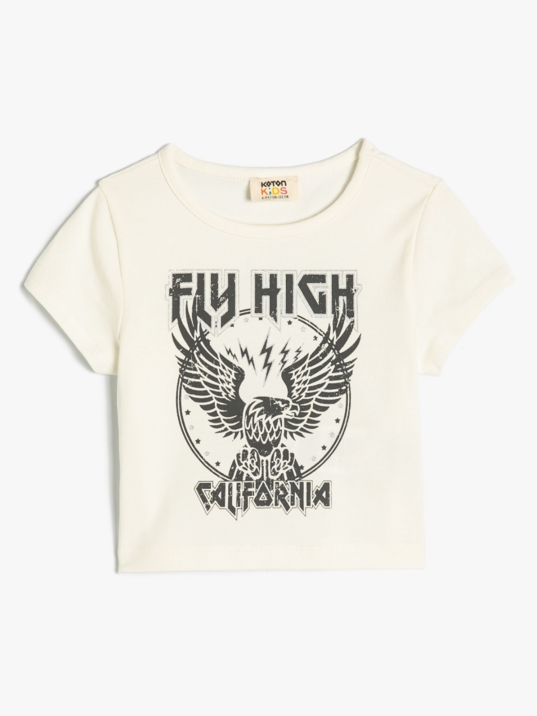 

Koton Girls Graphic Printed Round Neck Cotton T-Shirt, Beige