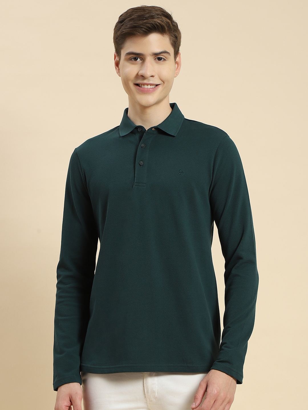 

United Colors of Benetton Polo Collar Pure Cotton Slim Fit T-shirt, Green