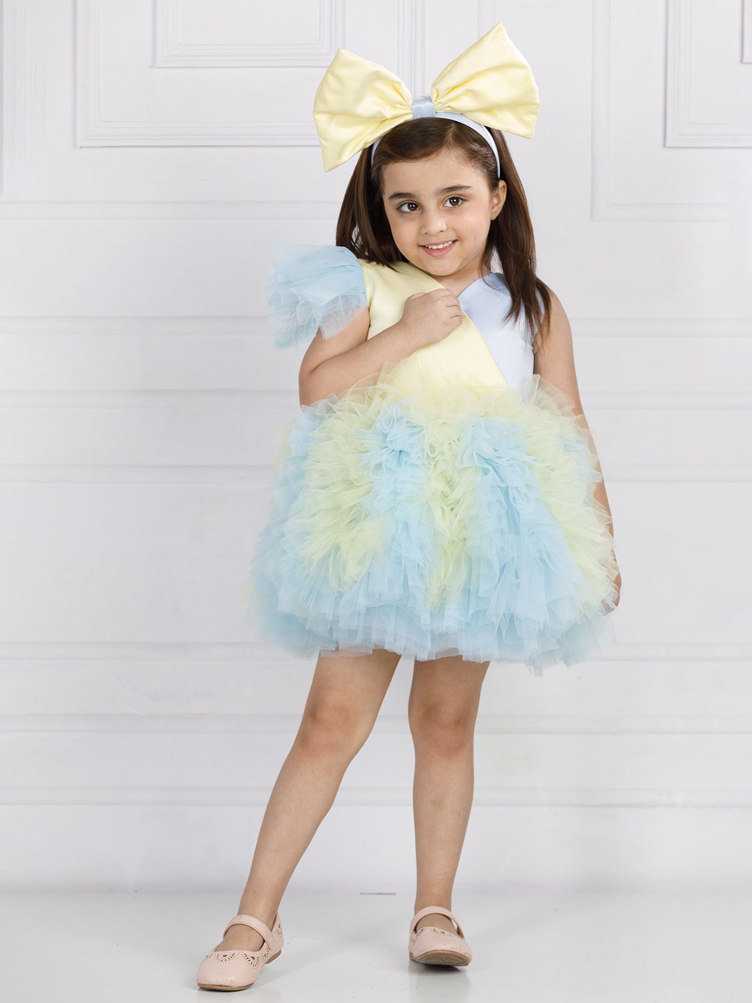 

The Lush Affair Girls Net Empire Dress, Blue