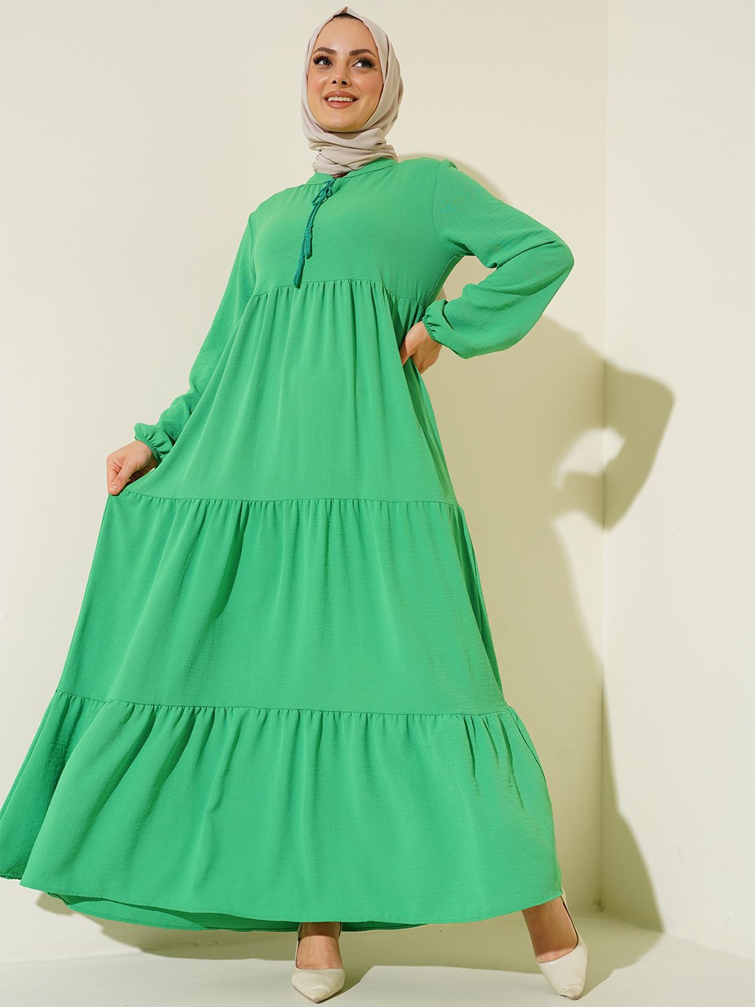 

BIGDART Puff Sleeve Maxi Dress, Green