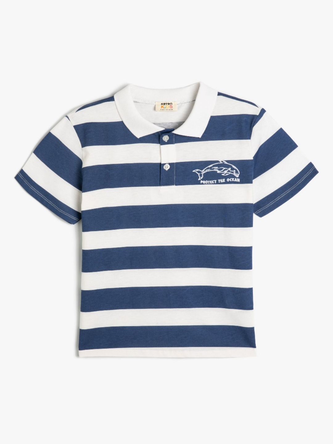 

Koton Boys Striped Polo Collar Cotton T-Shirt, White