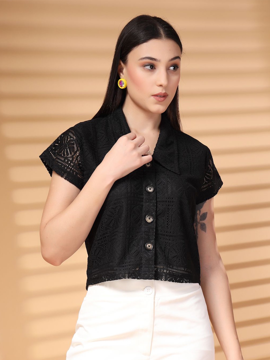 

plusS Cotton Crop Top, Black