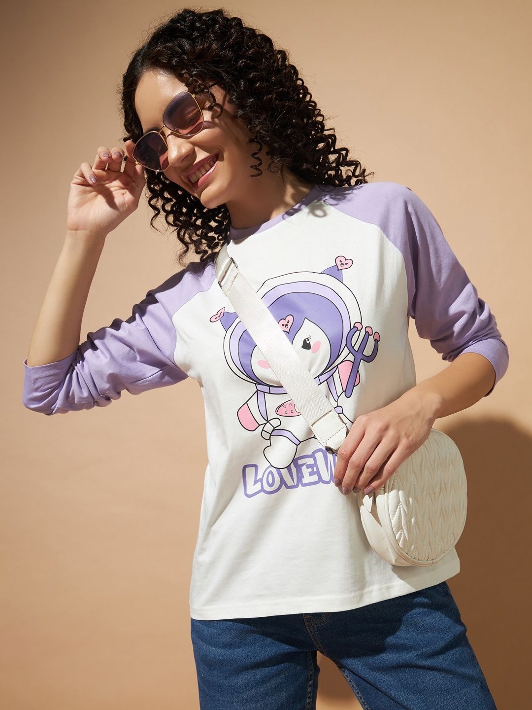 

The Dry State Women Graphic Printed Round Neck Cotton T-Shirt, Lavender