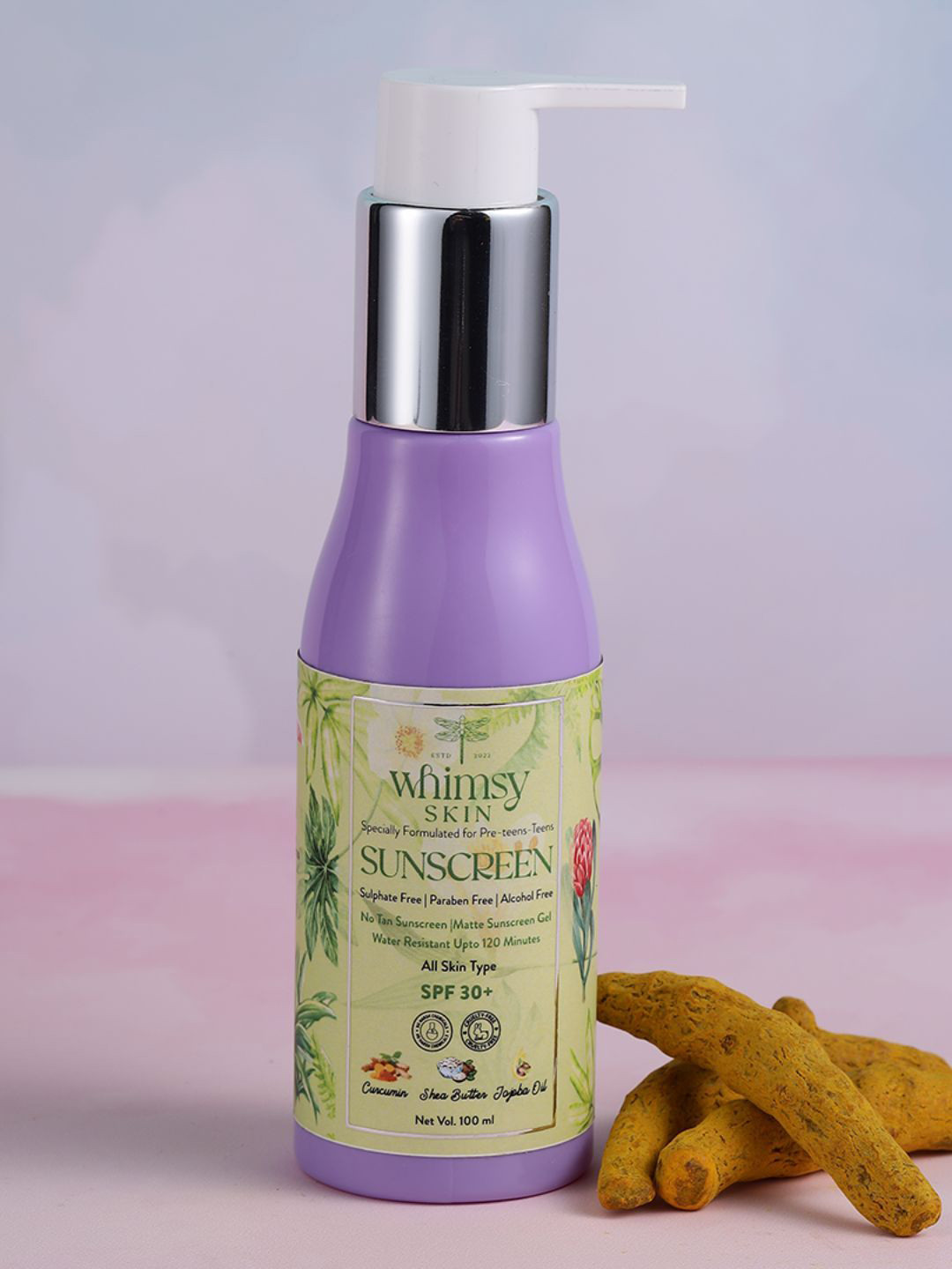 

Whimsy Beauty Safe & Organic Teens and Preteen Kids Sunscreen With SPF 30+ - 100ml, Lavender