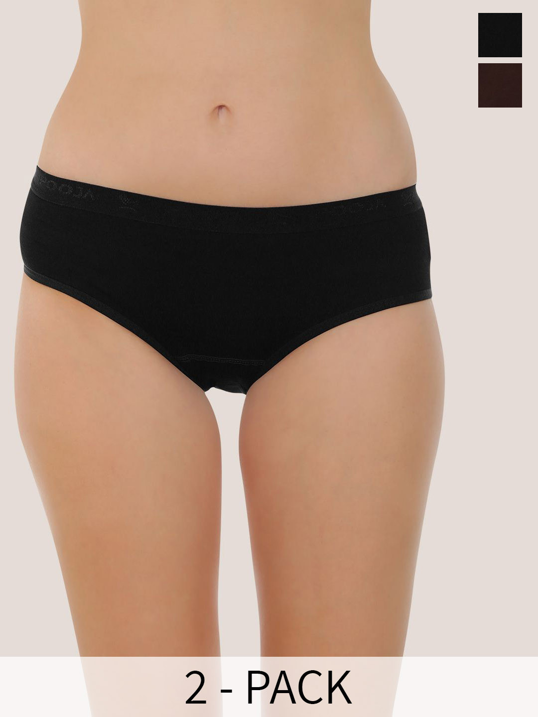 

POOJA RAGENEE Pack Of 2 Seamless Hipster Briefs PQ5032_2P_BRW_BL_S, Black