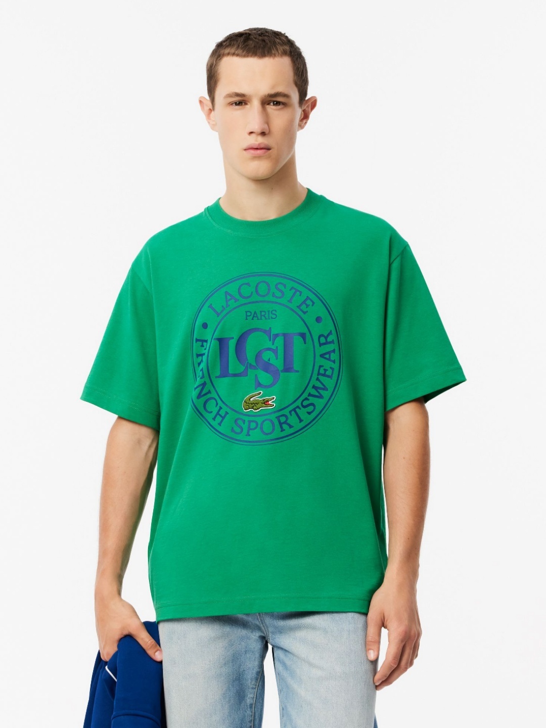 

Lacoste Men Typography Printed Round Neck Cotton Oversized T-Shirt, Green