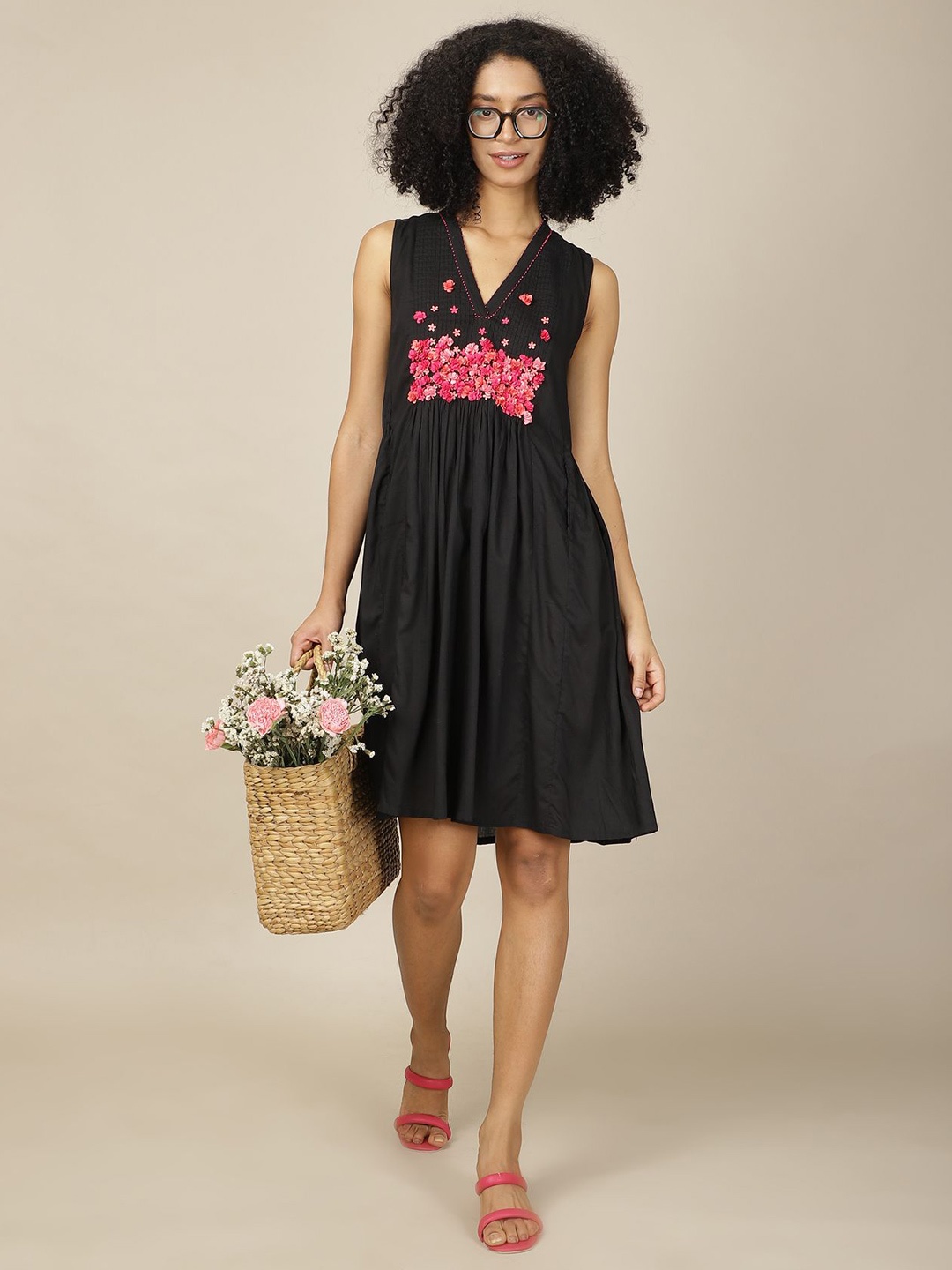 

A Little Fable A-Line Dress, Black