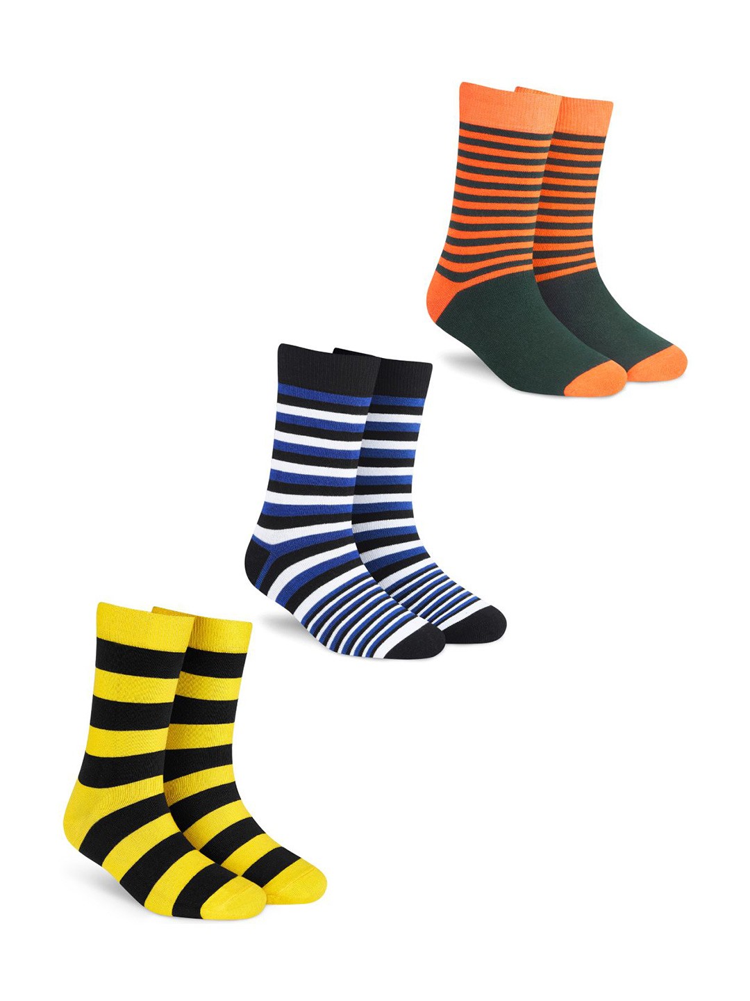 

Dynamocks Pack Of 3 Striped Calf-Length Socks, Yellow