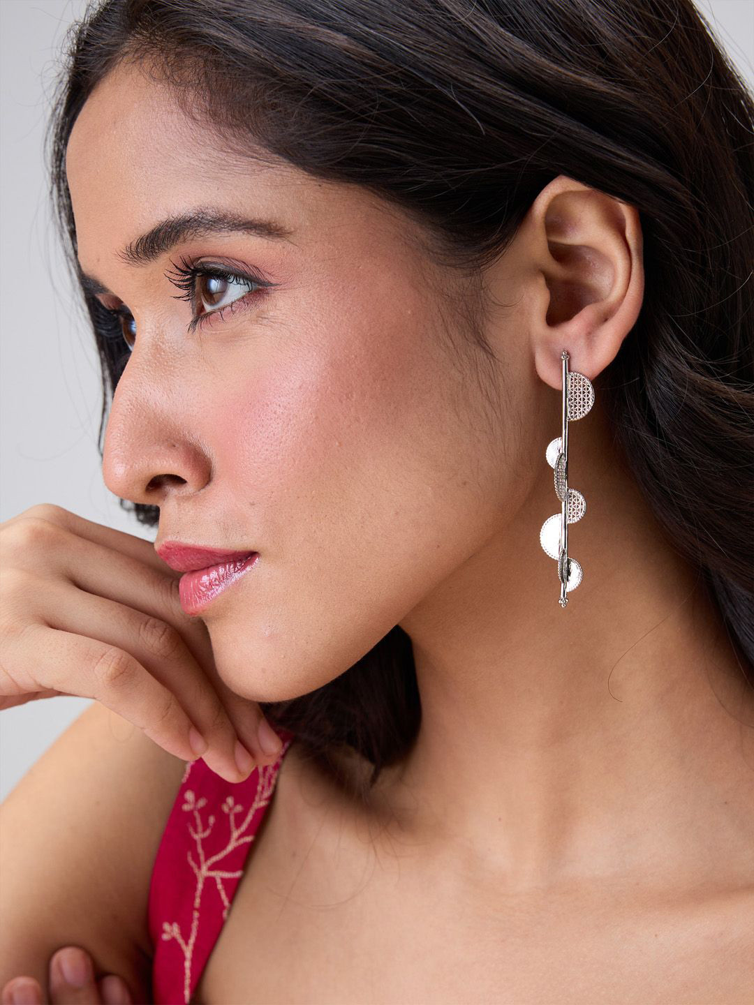 

The Slow Studio Silver-Plated Contemporary Drop Earrings