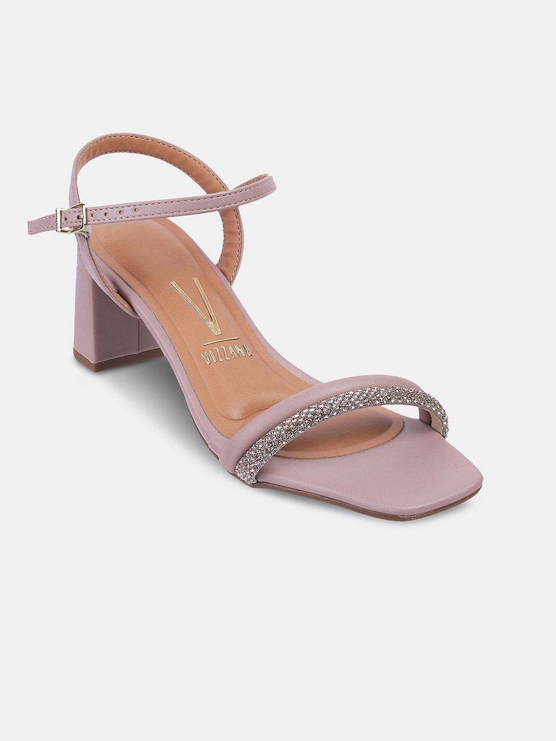 

Vizzano Embellished Block Heel Sandals with Buckles, Taupe