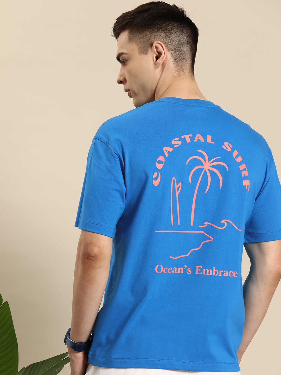 

Mast & Harbour Men Printed Relaxed Fit T-shirt, Blue