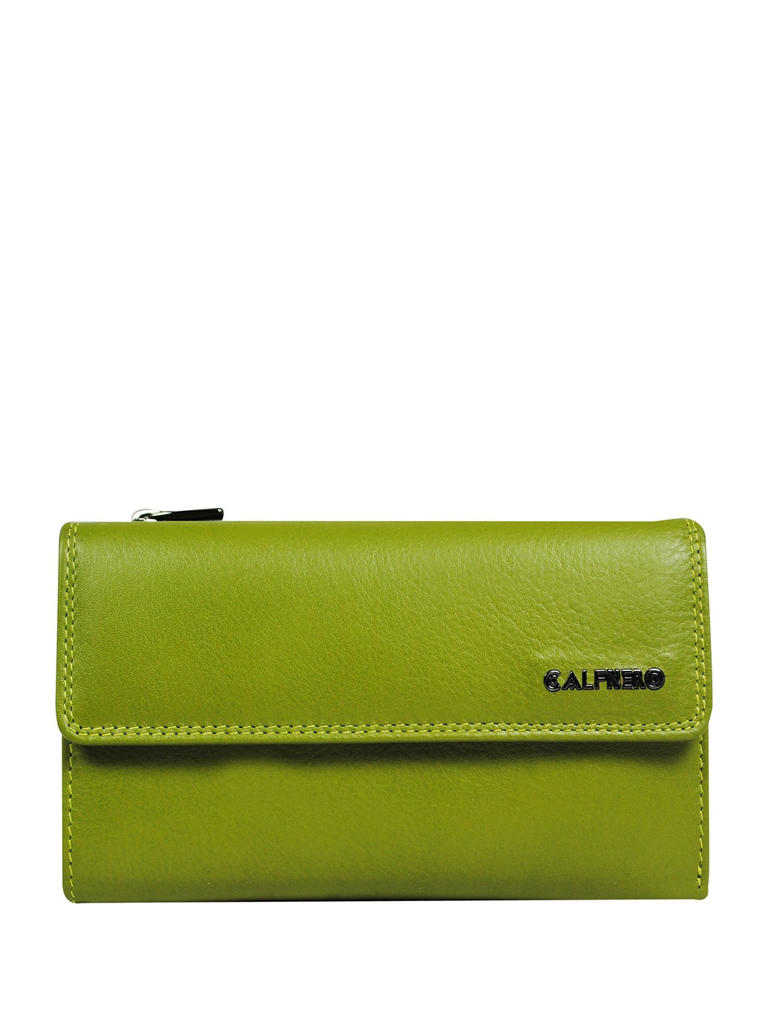 

CALFNERO Women Textured Leather Two Fold Wallet, Green