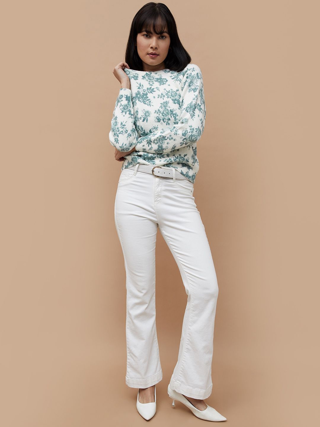 

CODE by Lifestyle Floral Print Blouson Top, Off white